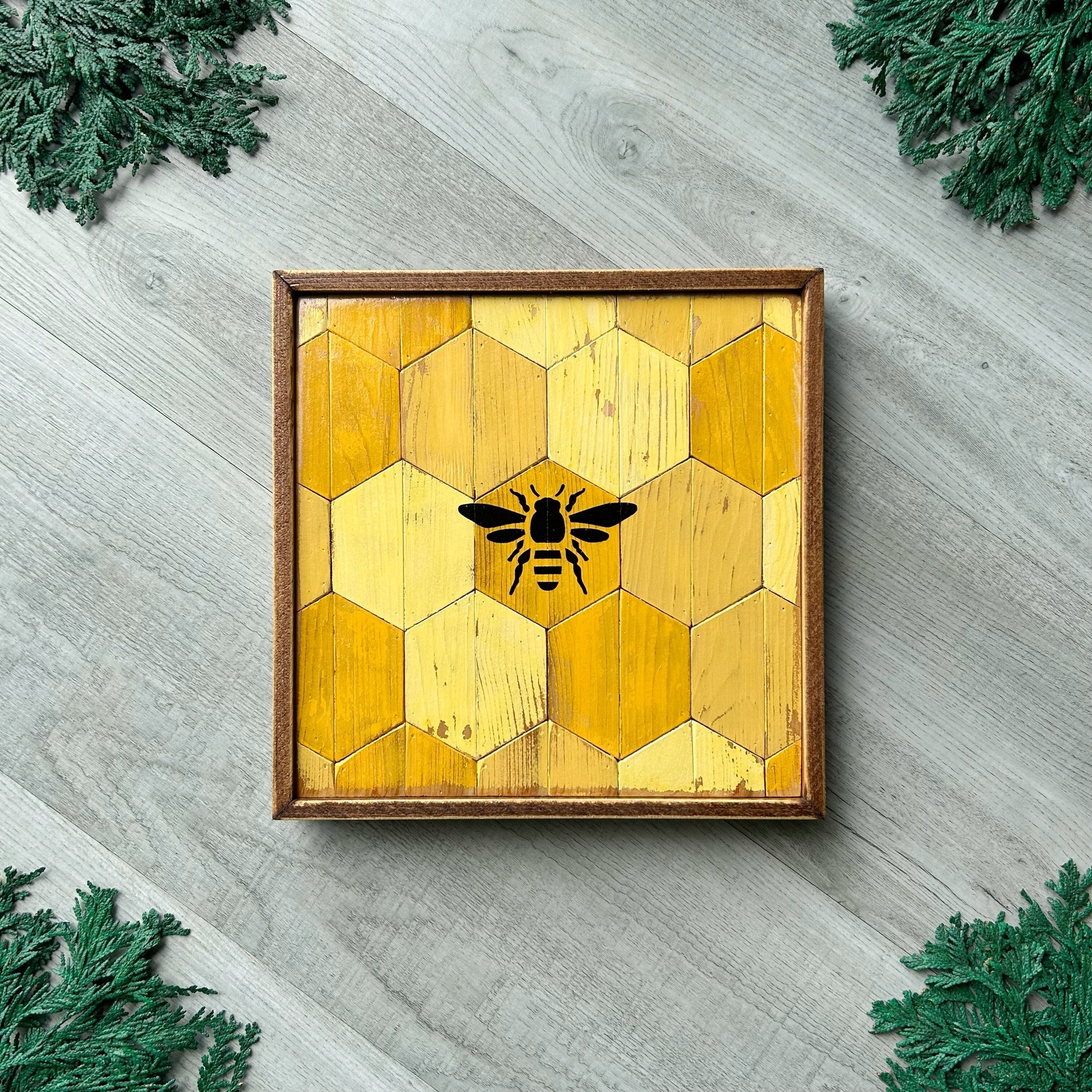 Honey Bee Decor for Kitchen. Barn Quilts. Wood Sign with Honeycomb