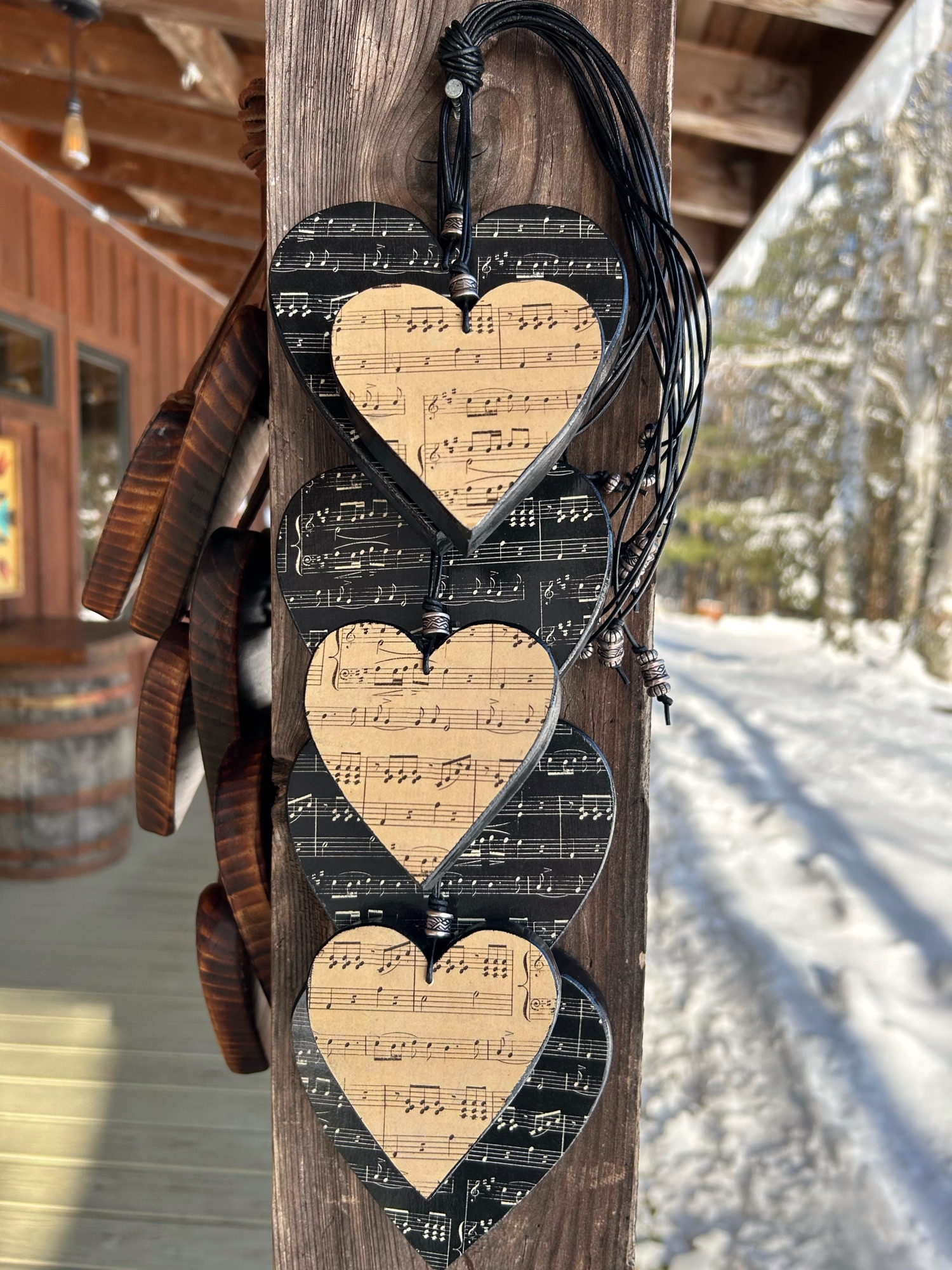 Wood Hearts with Music Notes. Music Themed Room Decor. Unique
